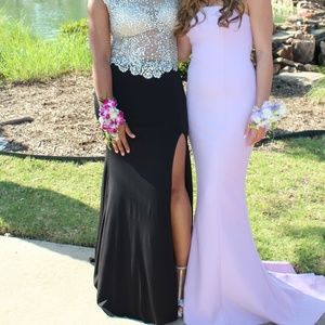 Elizabeth and James Purple Strapless Mermaid Gown